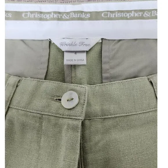CJ Banks Sage Green Floral Embroidered Wide leg Capri/Ankle Pants Women's Size 4 - Picture 11 of 13